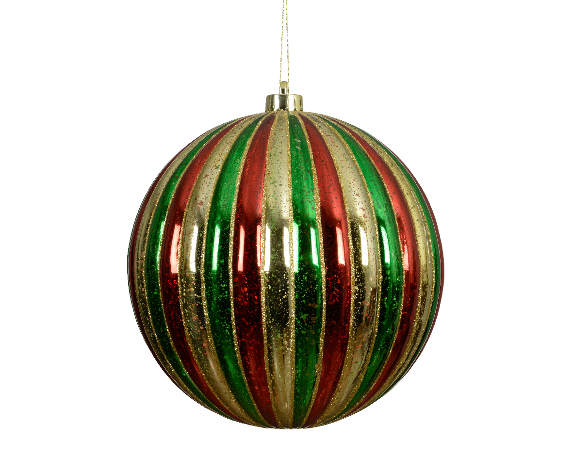 SFERA PL. COLORI A RIGHE D20CM. MULTI ROSSO