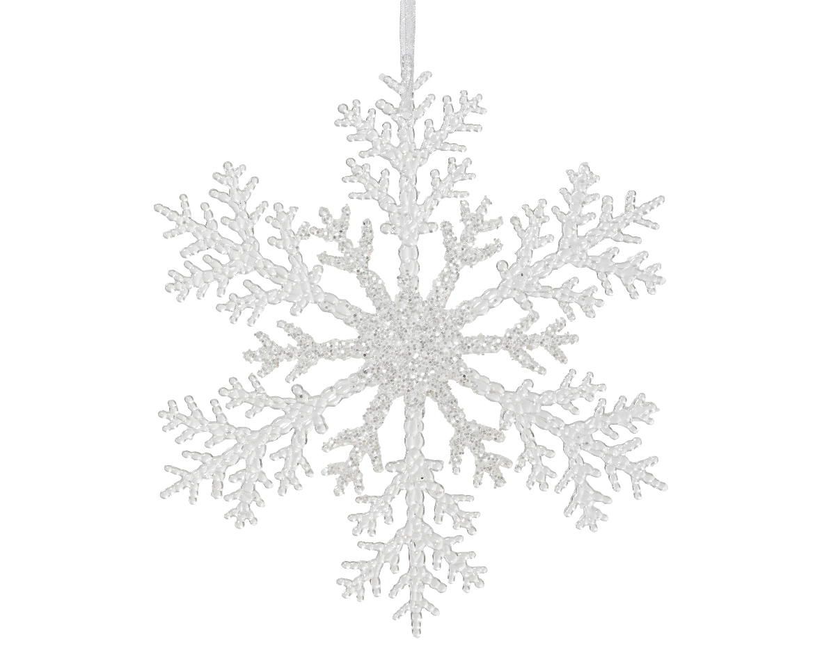 FIOCCO DI NEVE PLAST. D21CM. 4PZ. TRASP/ GLITTER