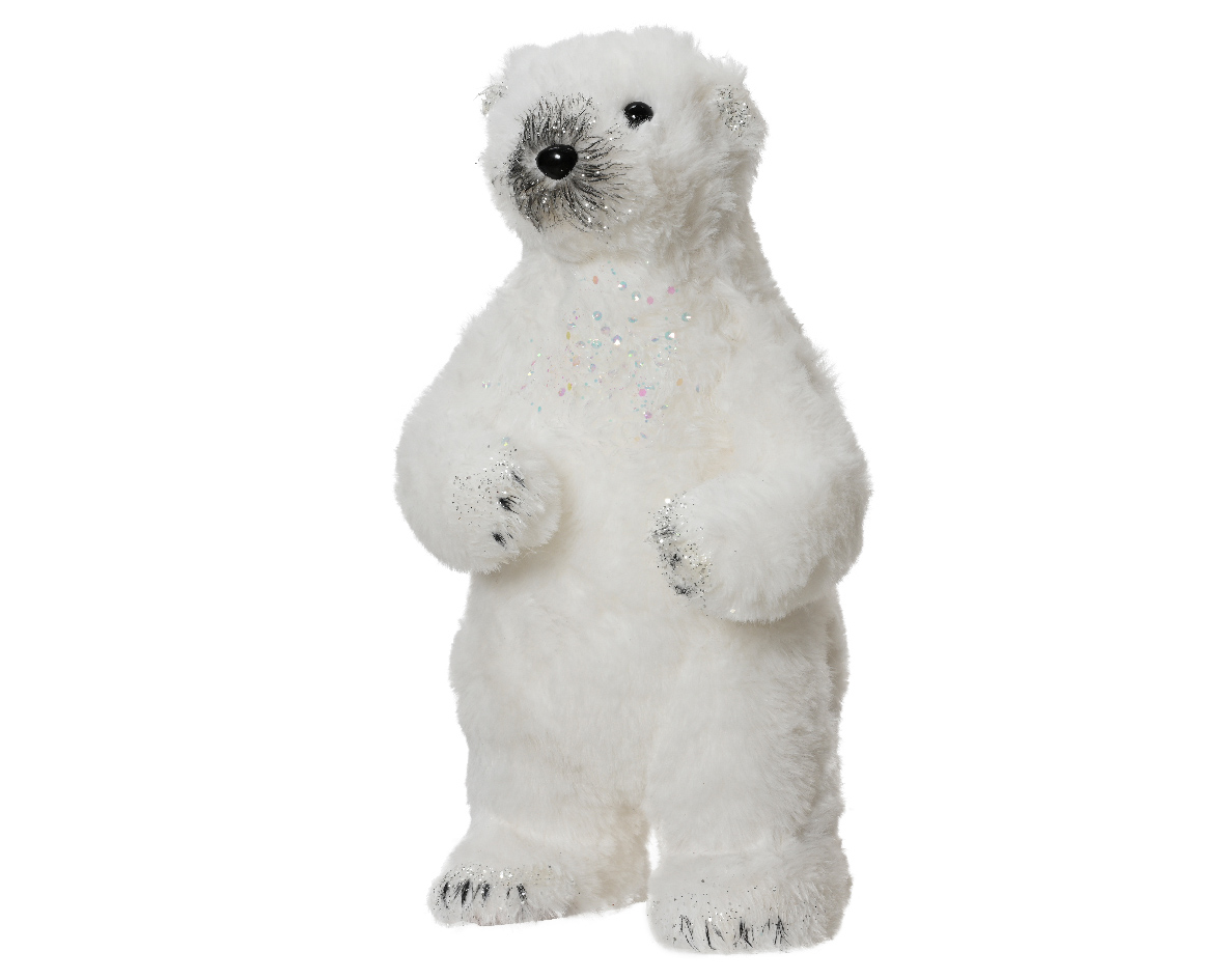 ORSO IN PIEDI C/GLITTER 13X15CM. H29CM. BIANCO