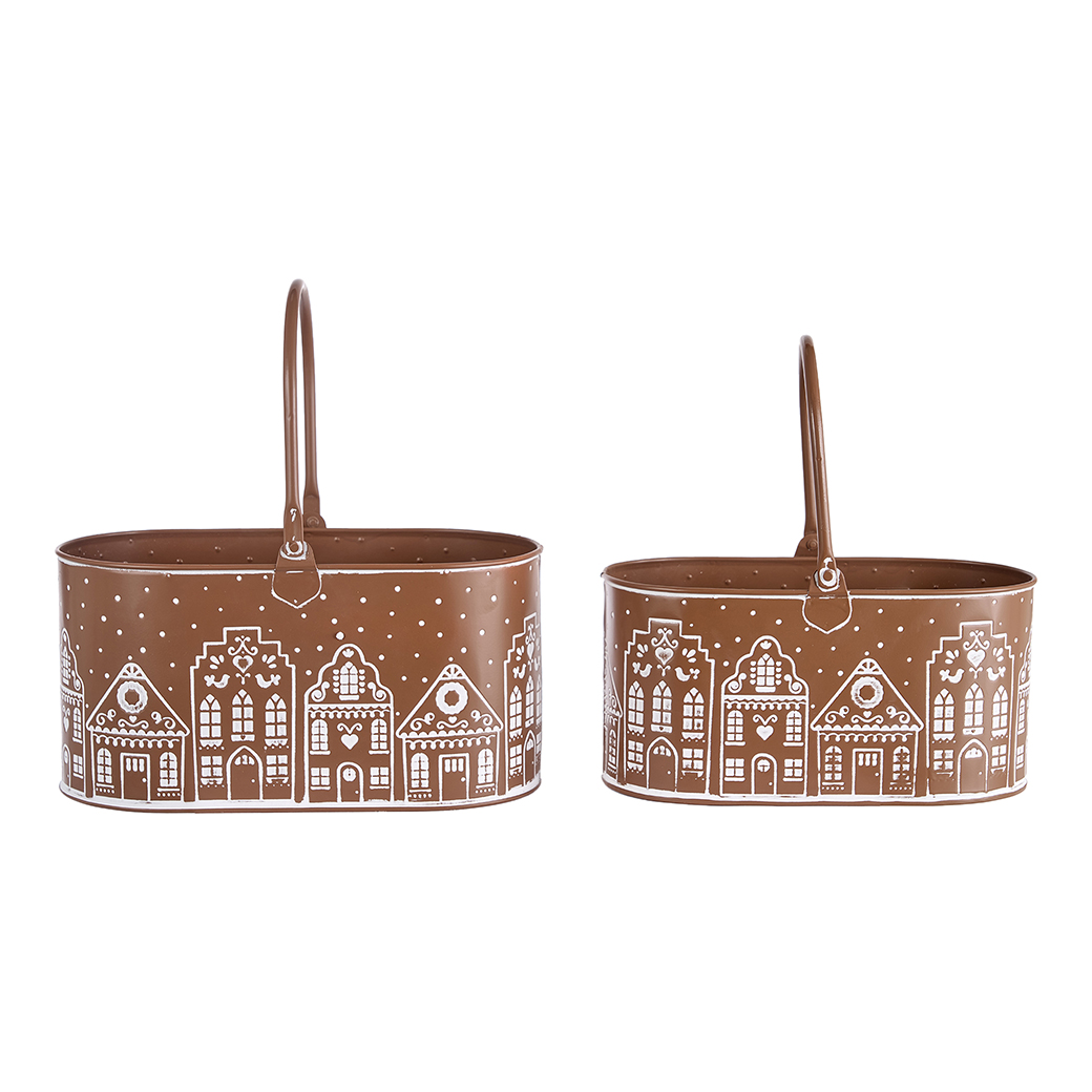 VASO LATTA S/2PZ. H14 D25X13 H15 D30X15CM. BROWN