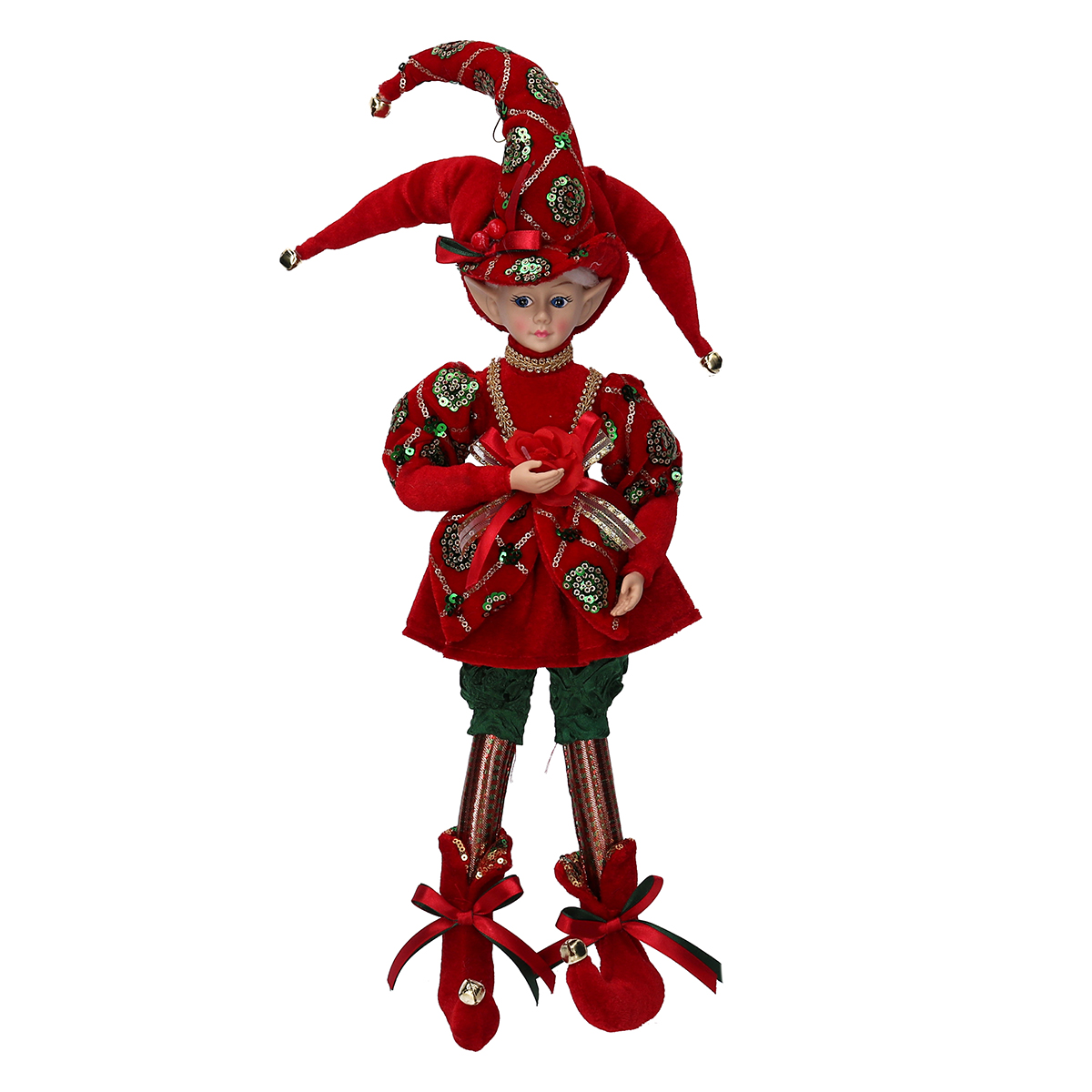 ELFO DI STOFFA 23X8 H50CM. ROSSO VERDE
