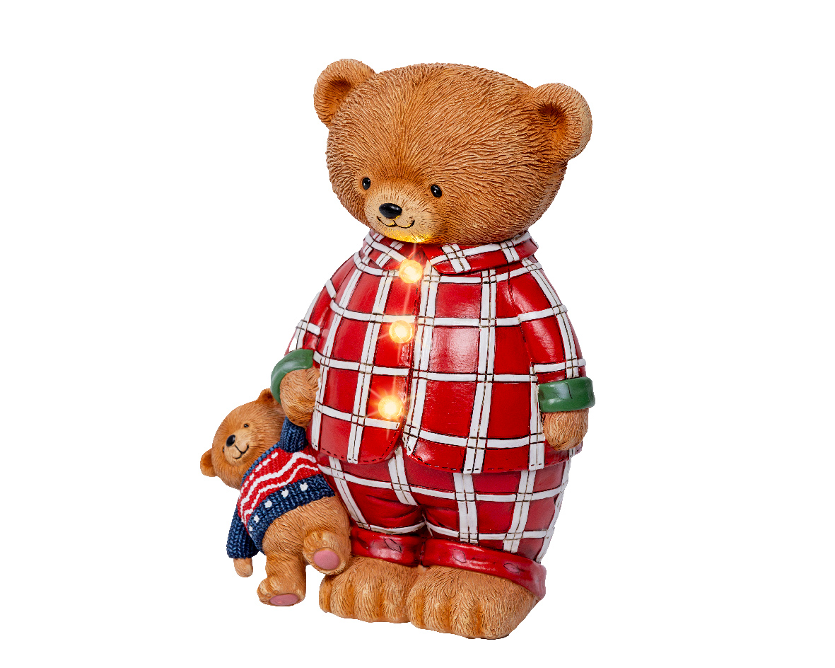 ORSO POLYR.IN PIGIAMA C/LED 12X18,5 H24CM.
