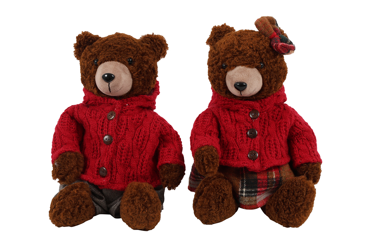 ORSO SEDUTO C/MAGLIA ROSSA H36CM.