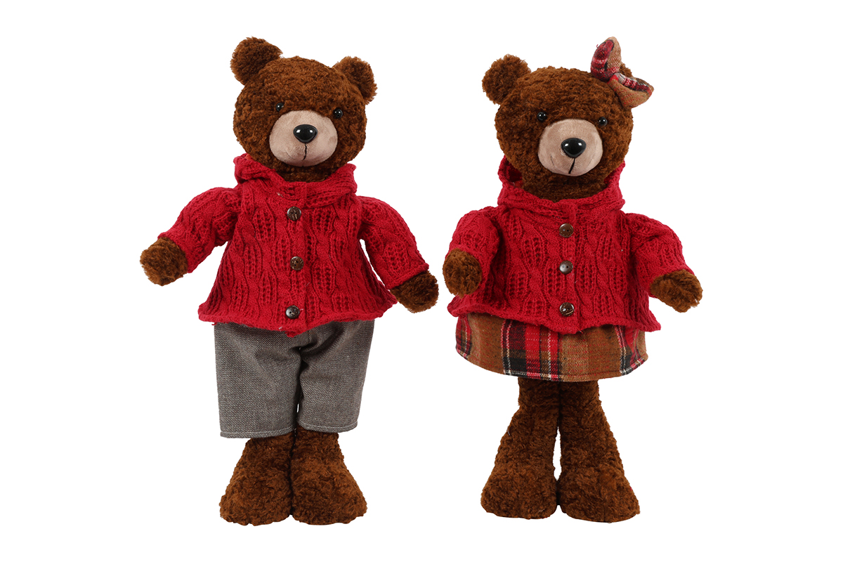 ORSO IN PIEDI C/MAGLIA ROSSA H50CM.