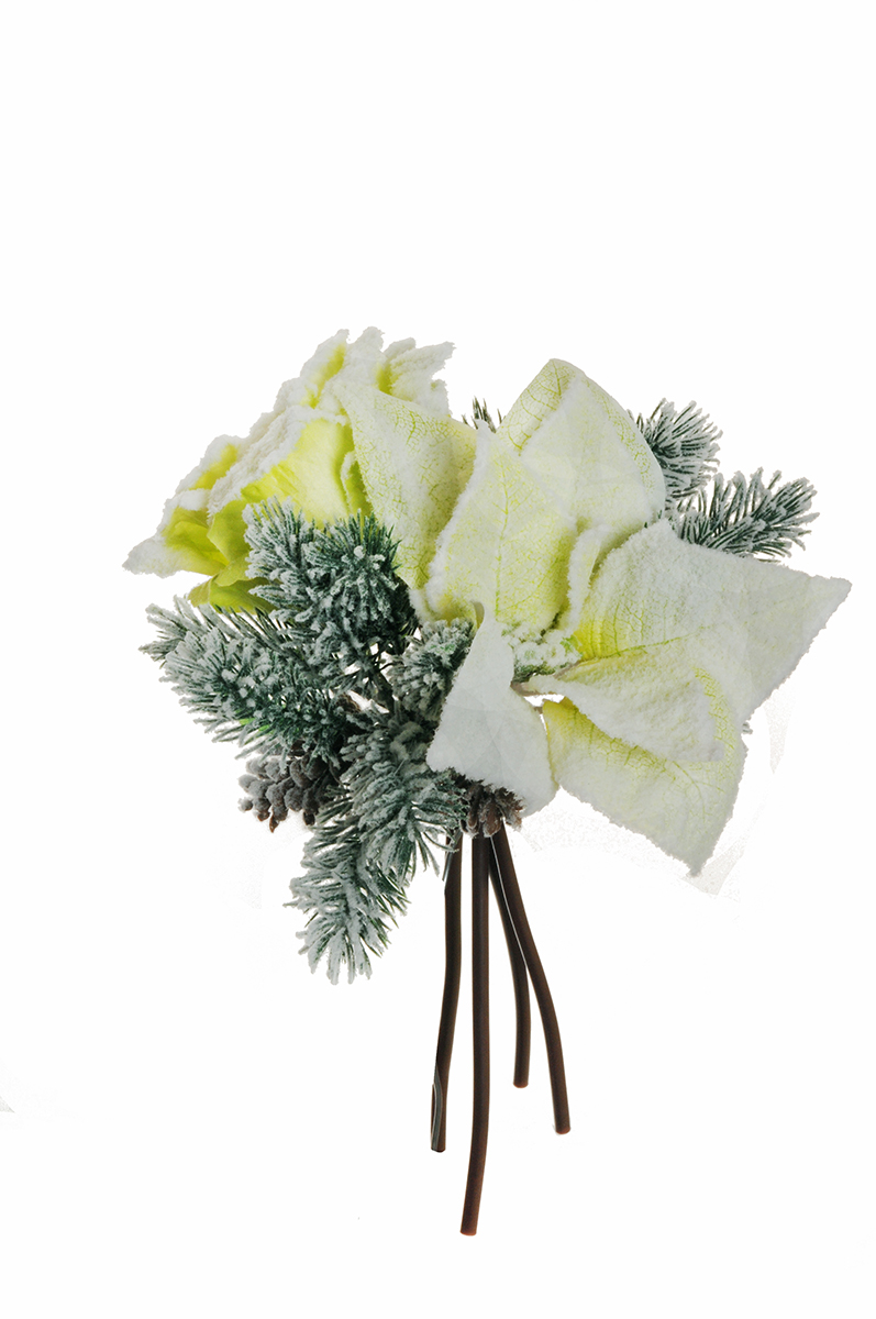 ROSE REGINA, POINSET., PINES X4 29CM. GREEN