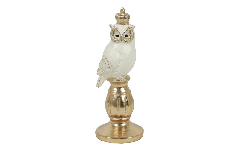 GUFO POLYS. IN PIEDI D8,5 H23CM. BIANCO /ORO