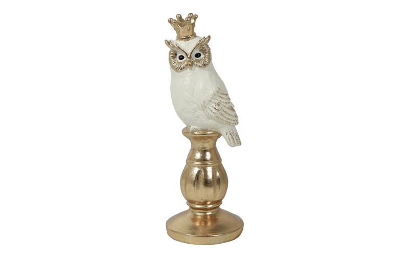GUFO POLYS. IN PIEDI D11 H30CM. BIANCO /ORO