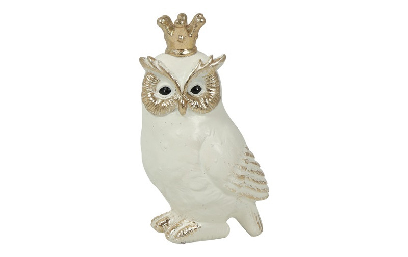 GUFO POLYS. D10,5X8,5 H17CM. BIANCO /ORO