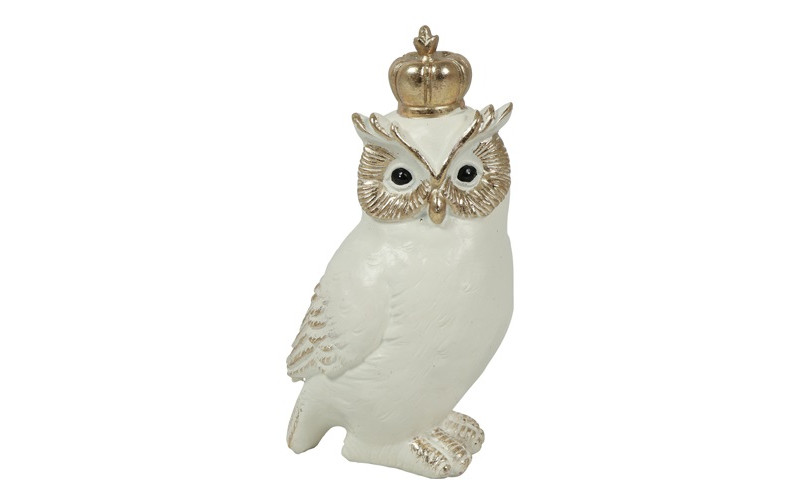 GUFO POLYS. D12X10,5 H24CM. BIANCO /ORO