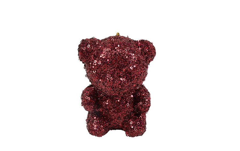 ORSETTO PLAST.  2PZ. 8X6 H5CM. GLITTER BORDEAUX