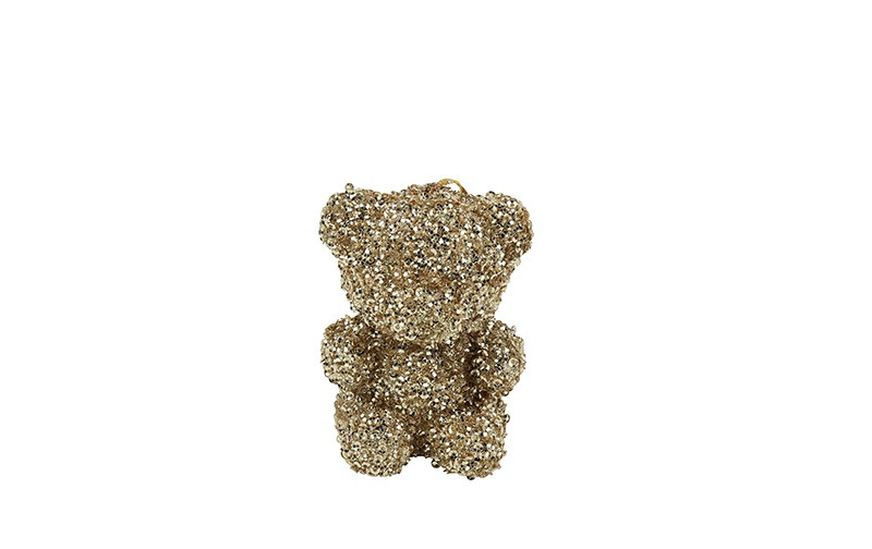 ORSETTO PLAST.  2PZ. 8X6 H5CM. GLITTER CHAMP.