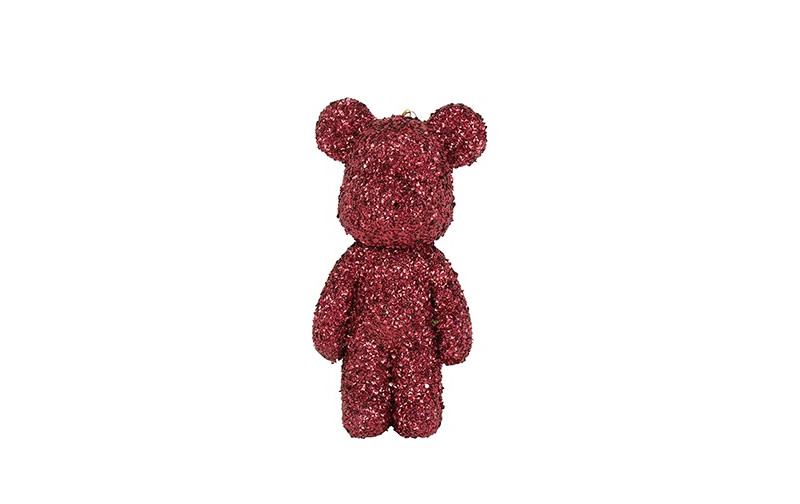 ORSETTO PLAST. 18X9 H6CM. GLITTER BORDEAUX