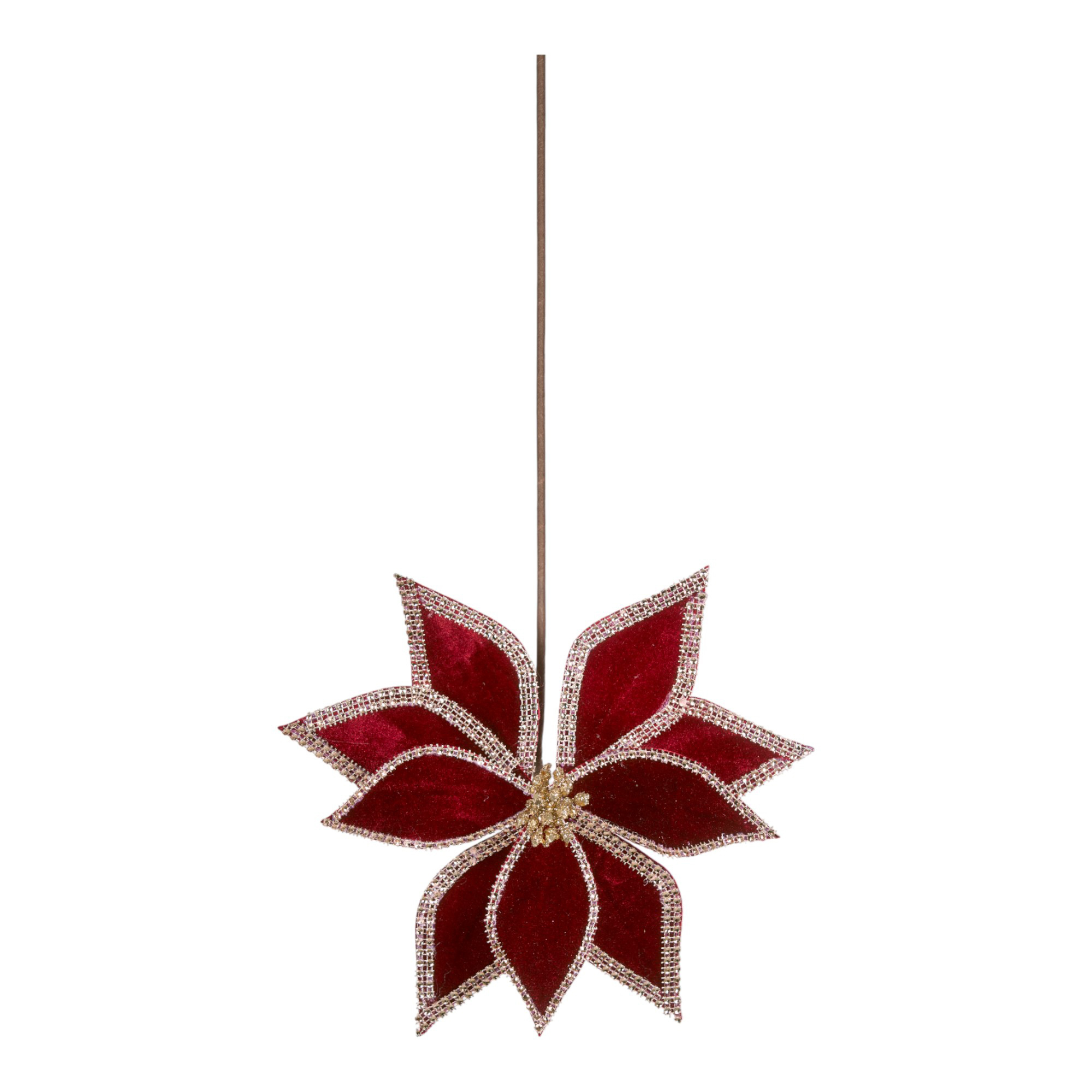 POINSETTIA VELLUTO C/STRASS 57CM D27 BORDEAUX