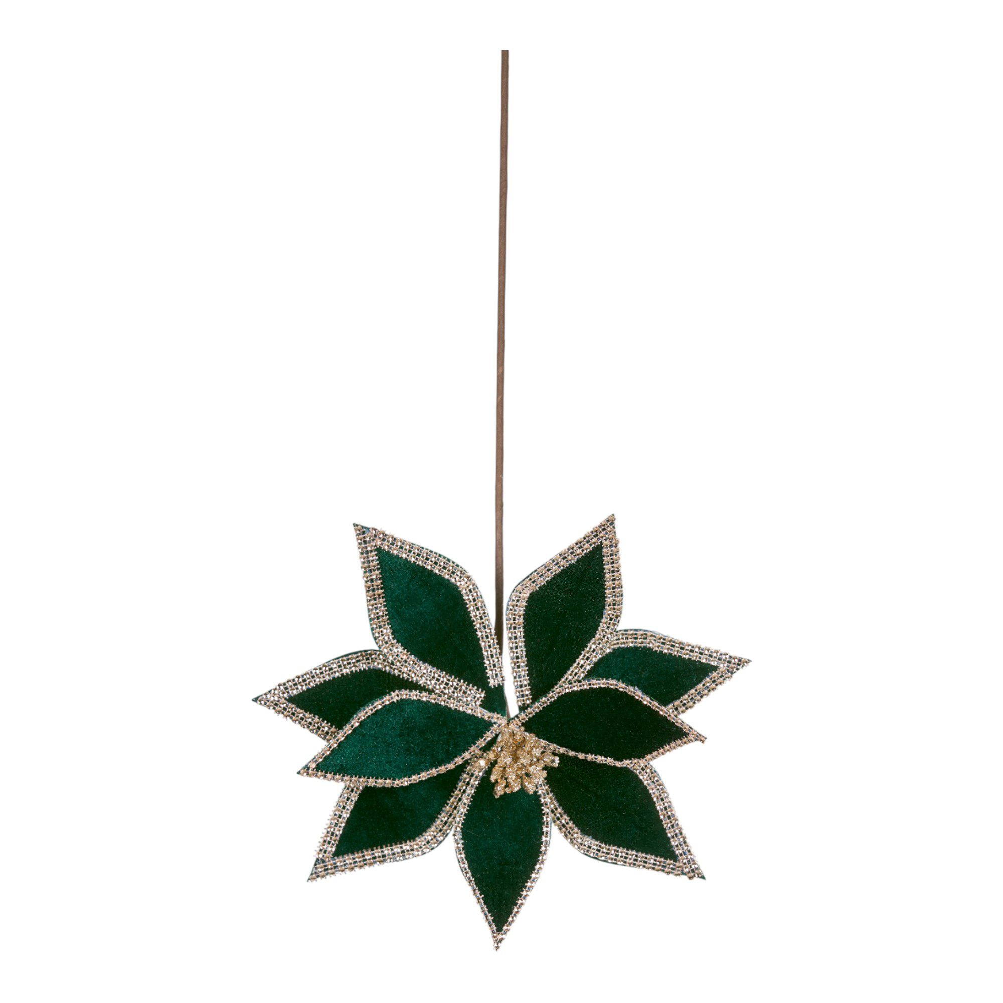 POINSETTIA VELLUTO C/STRASS 57CM D27 VERDE