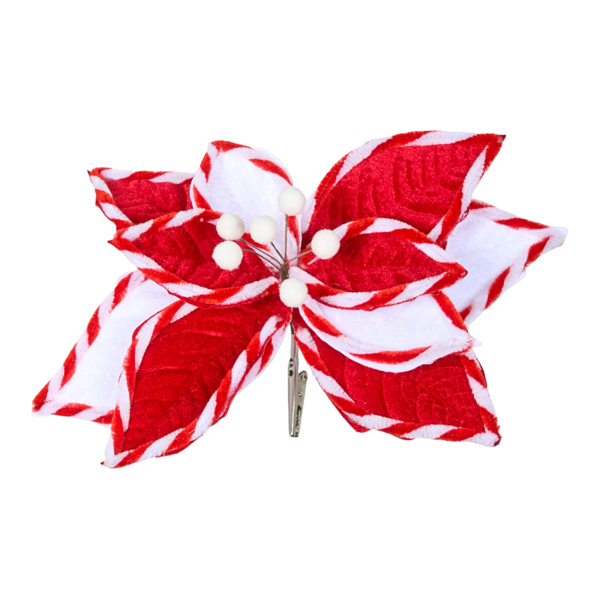 POINSETTIA VELLUTO C/CLIP 22CM. BIANCO