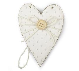CUORI LEGNO C/STRASS 11CM.8PZ.CREMA