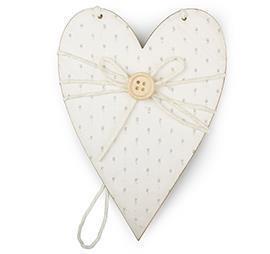 CUORE LEGNO C/STRASS 5PZ.15CM.CREMA