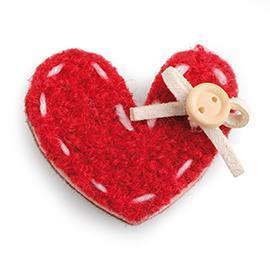 CUORI STOFFA C/BOTT. 8PZ.4,5CM.RED