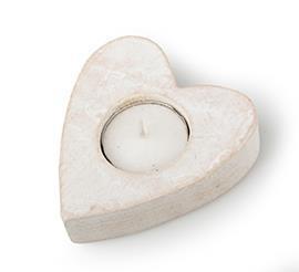 CUORI LEGNO TEALIGHT 4PZ. 8,5CM.WHITE