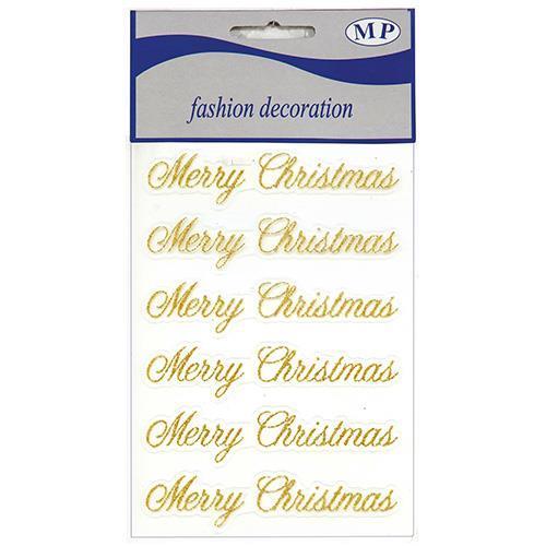 MERRY CHRISTMAS 6PZ. GLITTER GOLD
