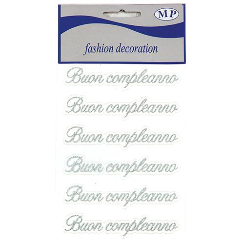 BUON COMPLEANNO 6PZ. GLITTER SILVER