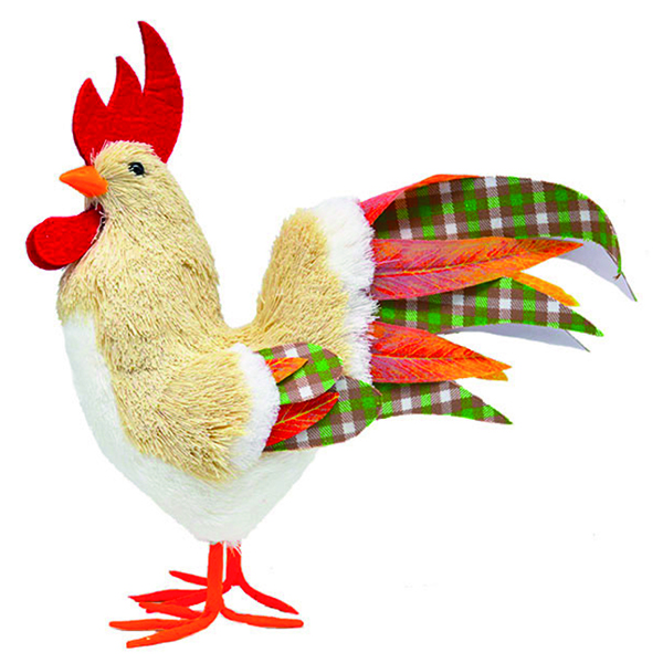 GALLO PAGLIA E PIUME STOFFA 28CM. ----- NETTO ----