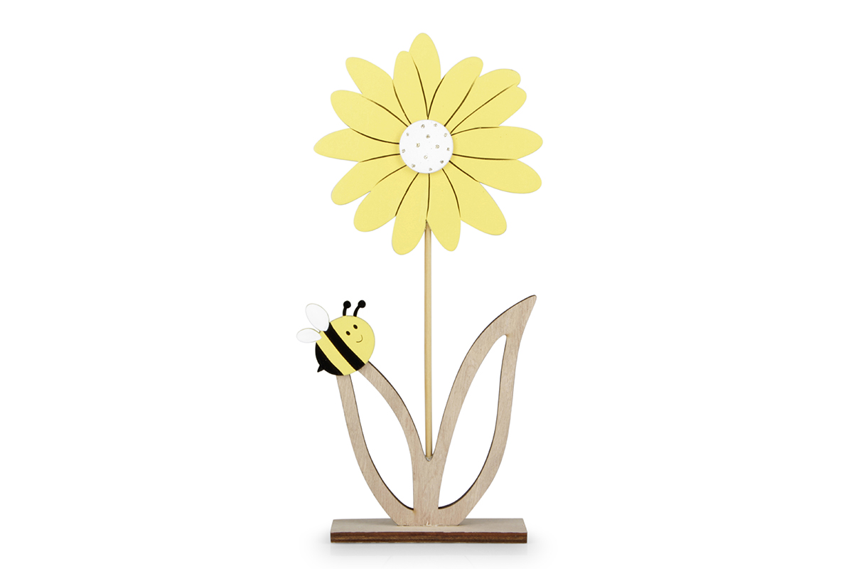 FIORE LEGNO CON APE H28,5CM. 2PZ. GIALLO
