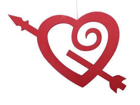 CUORE C/FRECCIA  DA APP. 30X30CM. ROSSO