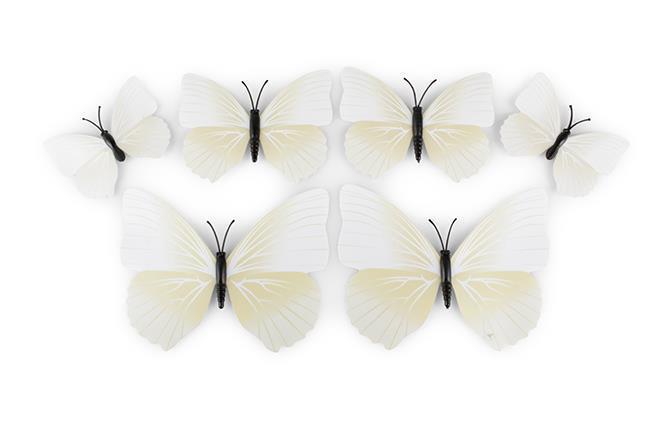 FARFALLE CALAMITA E ADES.6-10/7-12CM.12PZ. ASS. CREMA