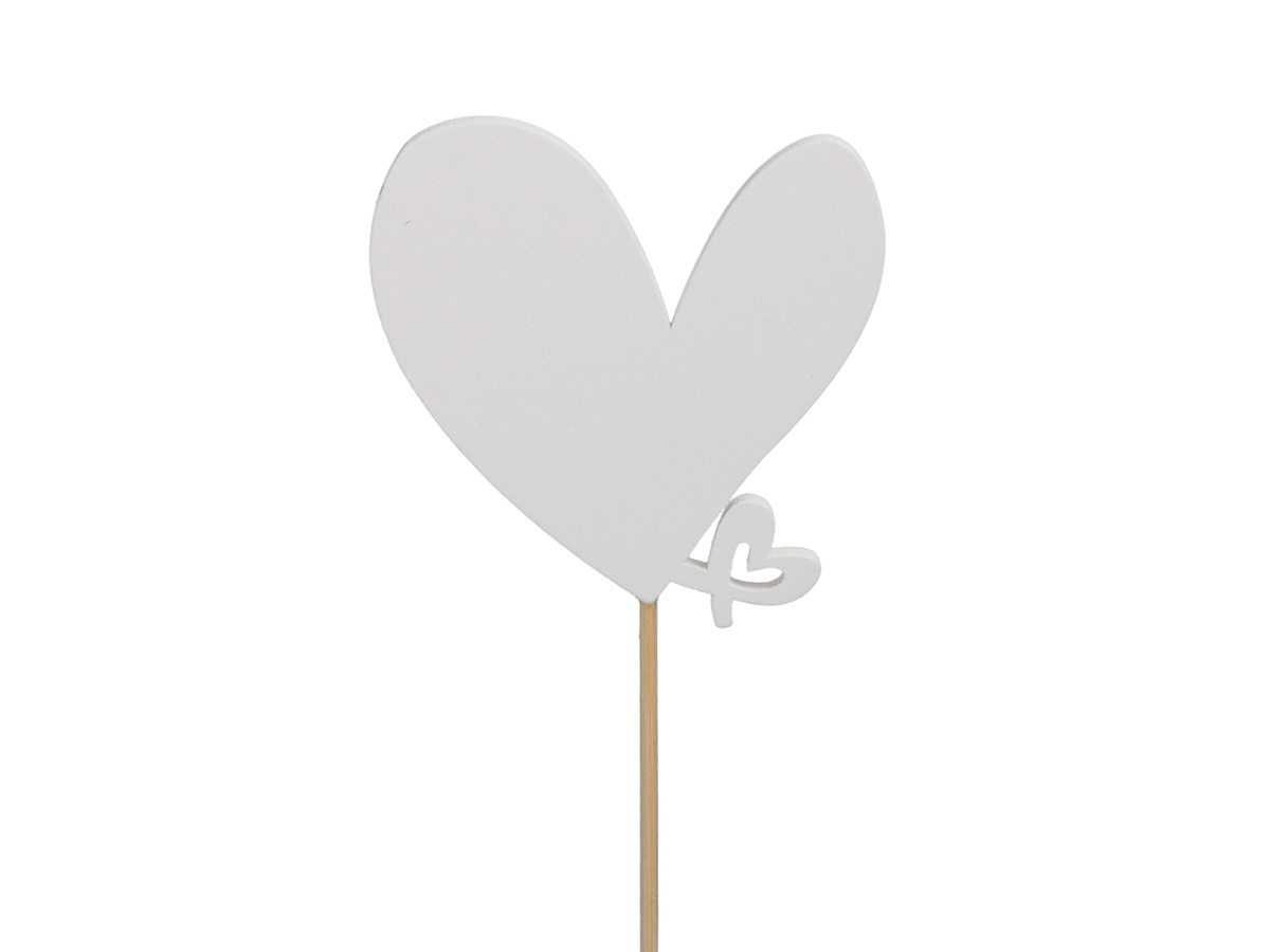 CUORE LEGNO PICK 7,5X8CM. 9PZ. BIANCO