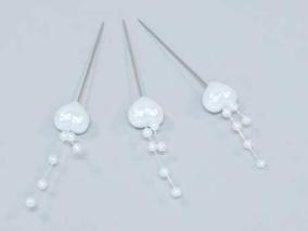 HEARTS-PIN 36PZ. 6CM. WHITE