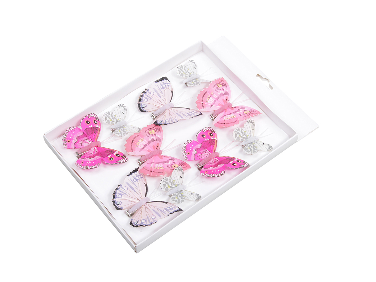 FARFALLE C/CLIP 10PZ. MISURE ASS. FUCSIA