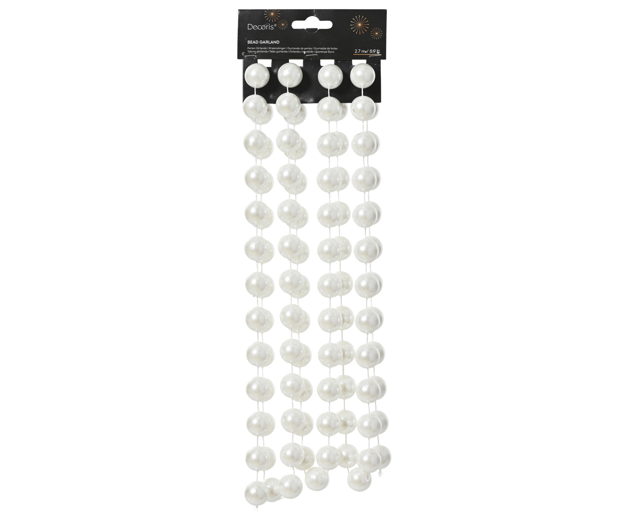 COLLANA DI PERLE PLAST. D20MM. L270CM. BIANCO