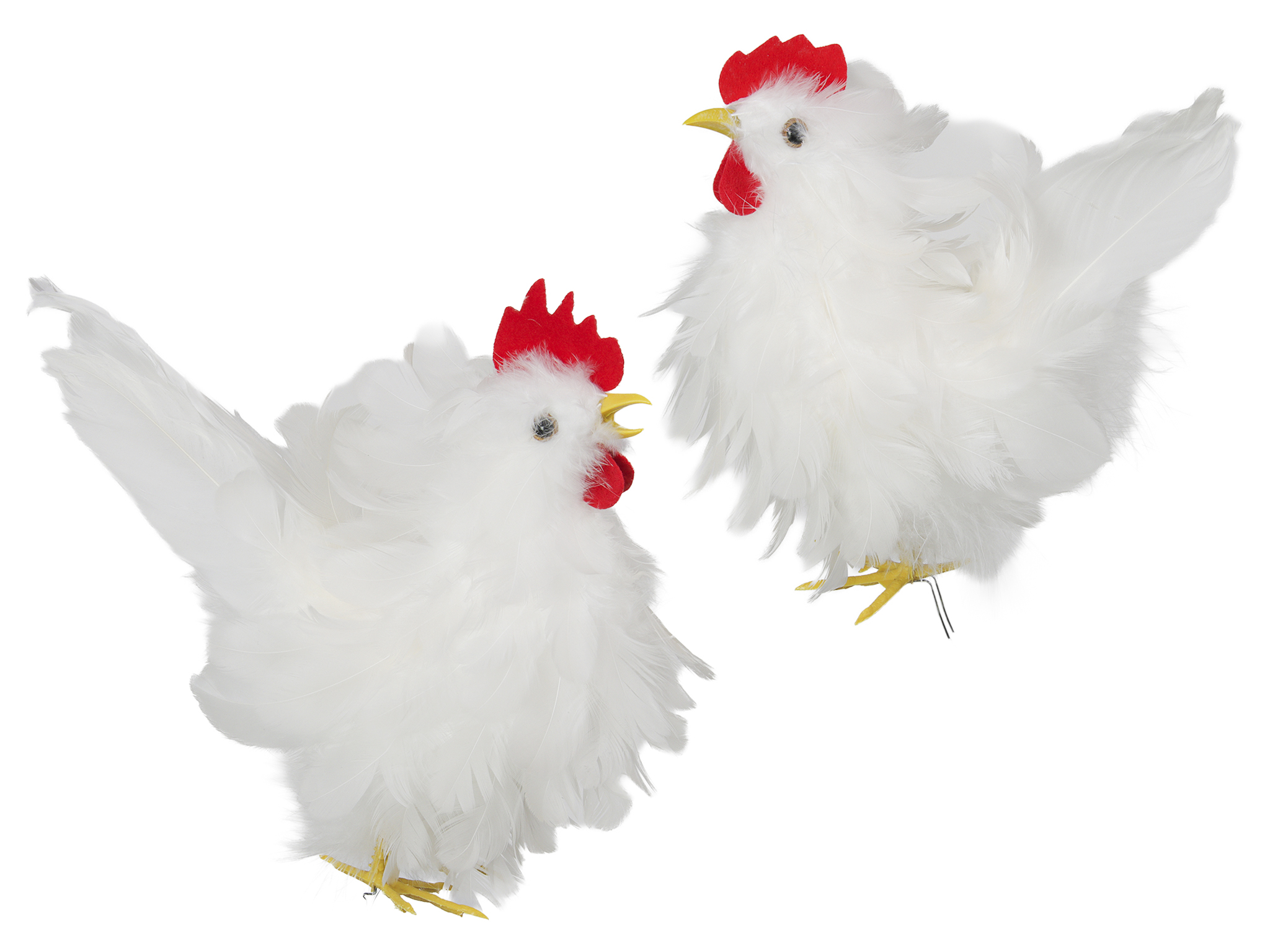 GALLINE DI PIUMA 17X22CM. 2PZ. BIANCO