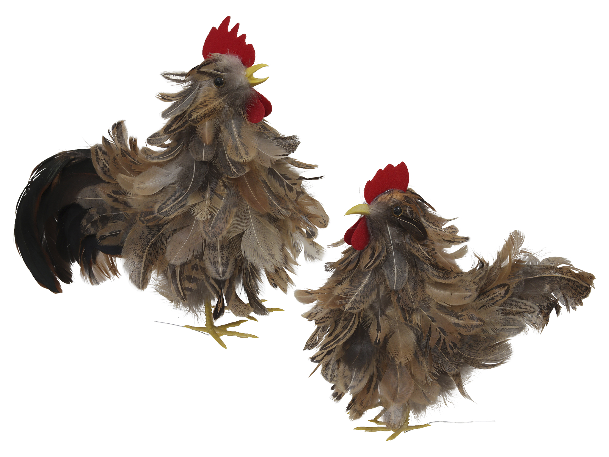 GALLINE DI PIUMA 20X26CM. 2PZ. MARRONE