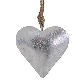 CUORE MET.BOMBATO C/FILO H16CM.ARGENTO