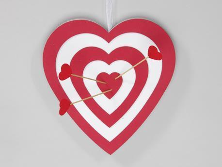 CUORE C/FRECCE 37X40,5 X2CM. APPEND.ROSSO/B.