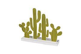BASE C/PIANTE GRASSE LEGNO H12 L45CM. VERDE