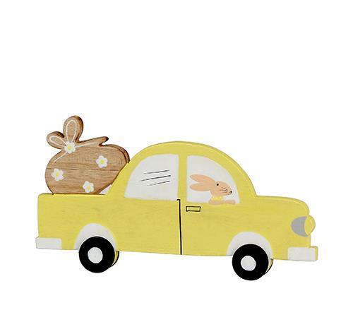 MACCHININA LEGNO H12 L22CM. GIALLO  2PZ  --NETTO-----
