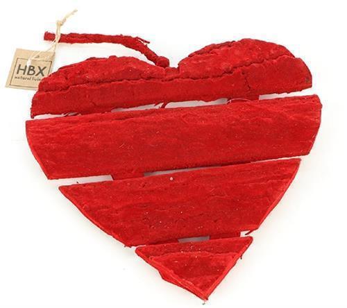 CUORE LEGNO FLOCC.DA APP. 25X25CM. ROSSO
