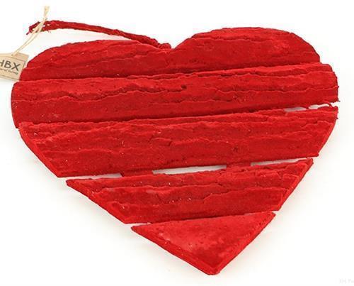 CUORE LEGNO FLOCC.DA APP. 35X35CM. ROSSO