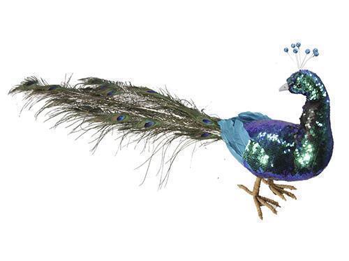 PAVONE PAILLETTES C/CODA L100CM. BLU /VERDE