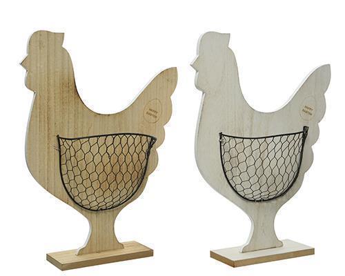 GALLINA LEGNO C/CESTO RETE H41,5 9X31CM. NAT