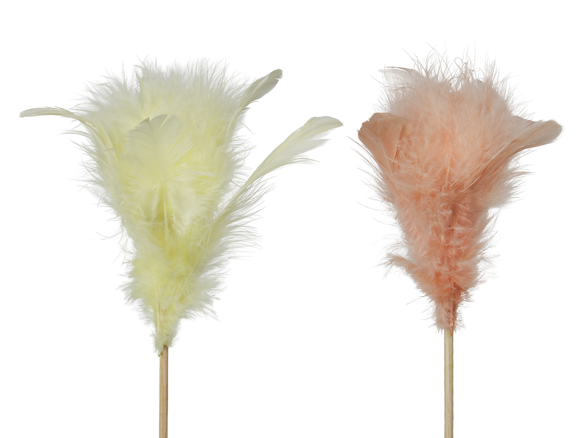 PIUME SU STICK 8CM. 8PZ. GIALLO E ARANCIO
