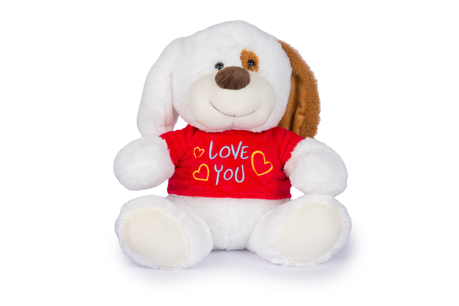 CANE BUFFO SEDUTO C/TSHIRT I LOVE YOU H30CM.