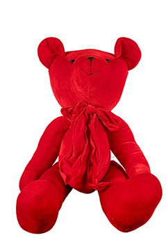 ORSETTO VELLUTO H90CM. ROSSO