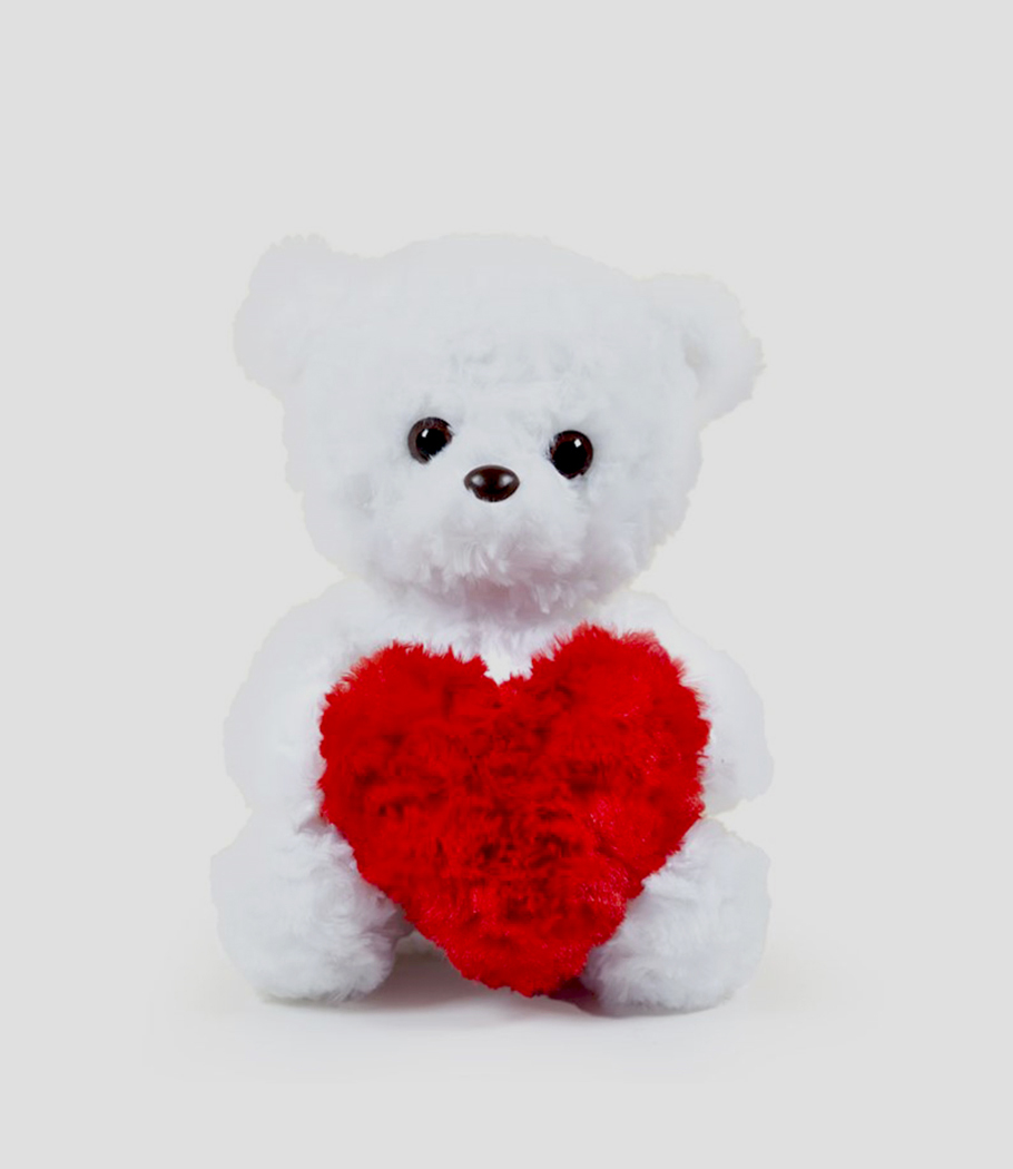 ORSETTO H25CM. BIANCO C/CUORE ROSSO