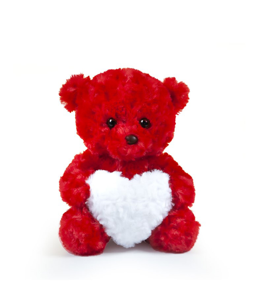 ORSETTO H25CM. ROSSO C/CUORE BIANCO
