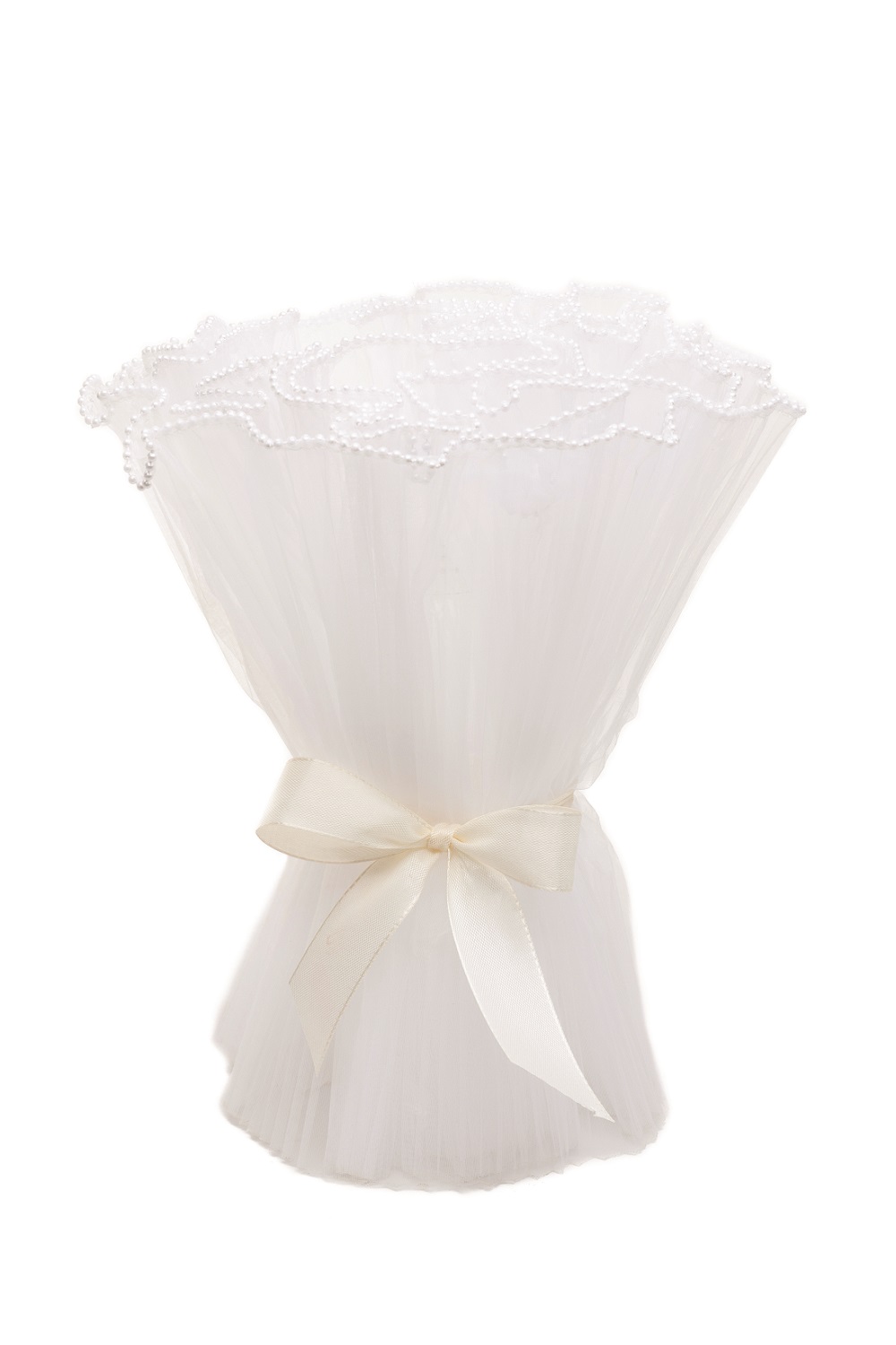 CONI BOUQUET TISSU PLISSE H40CM. X4MT. 6PZ. BIANCO