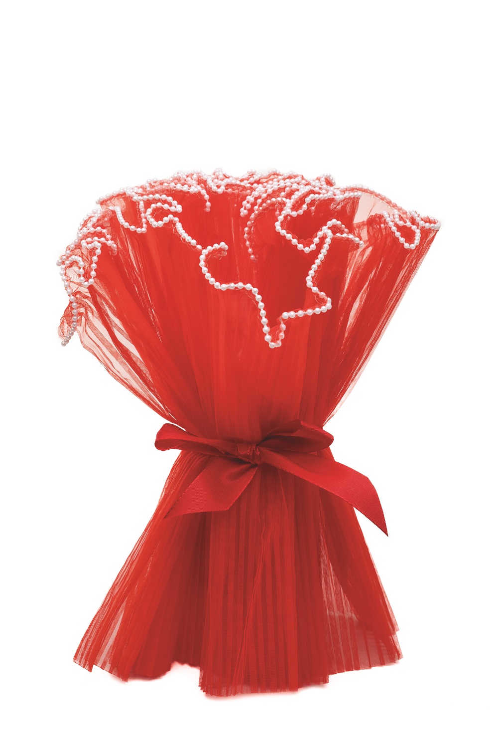 CONI BOUQUET TISSU PLISSE H40CM. X4MT. 6PZ. ROSSO